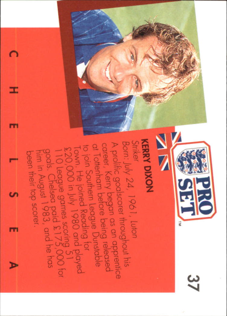 1990-91 Pro Set England #37 Kerry Dixon back image