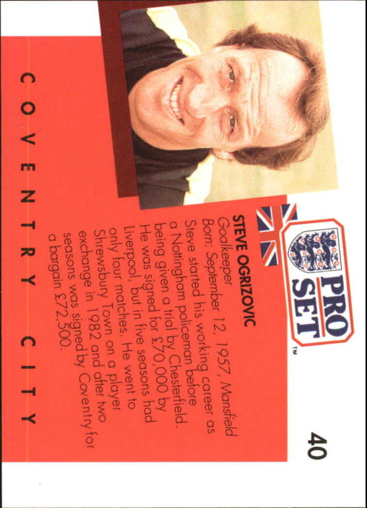 1990-91 Pro Set England #40 Steve Ogrizovic back image