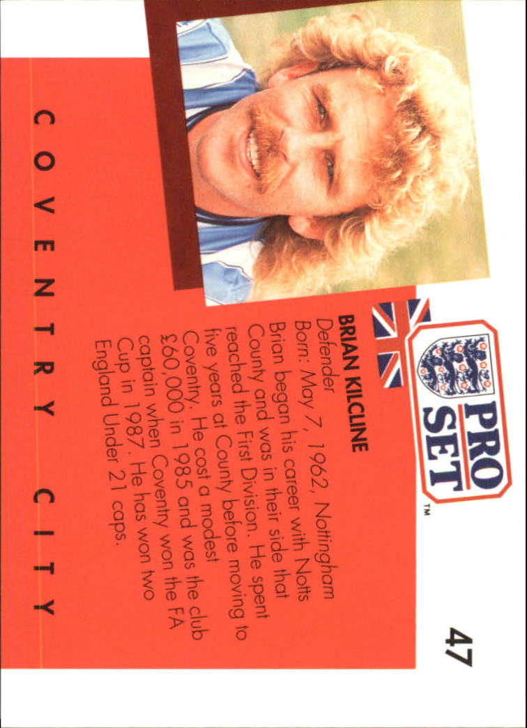 1990-91 Pro Set England #47 Brian Kilcline back image
