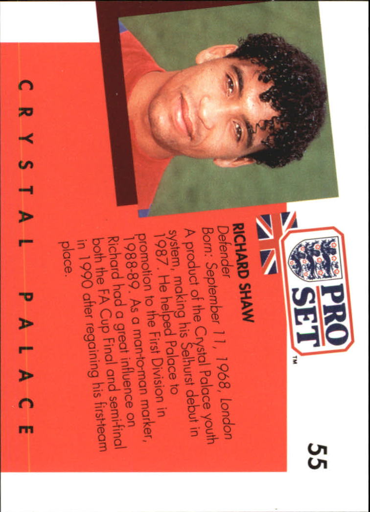 1990-91 Pro Set England #55 Richard Shaw back image