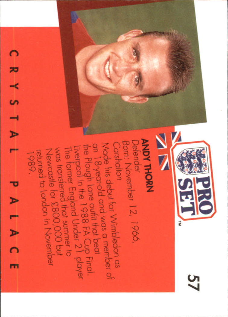 1990-91 Pro Set England #57 Andy Thorn back image