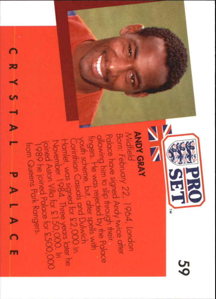 1990-91 Pro Set England #59 Andy Gray back image