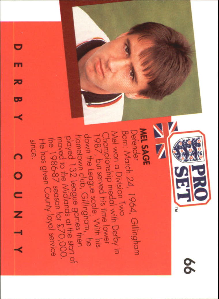 1990-91 Pro Set England #66 Mel Sage back image