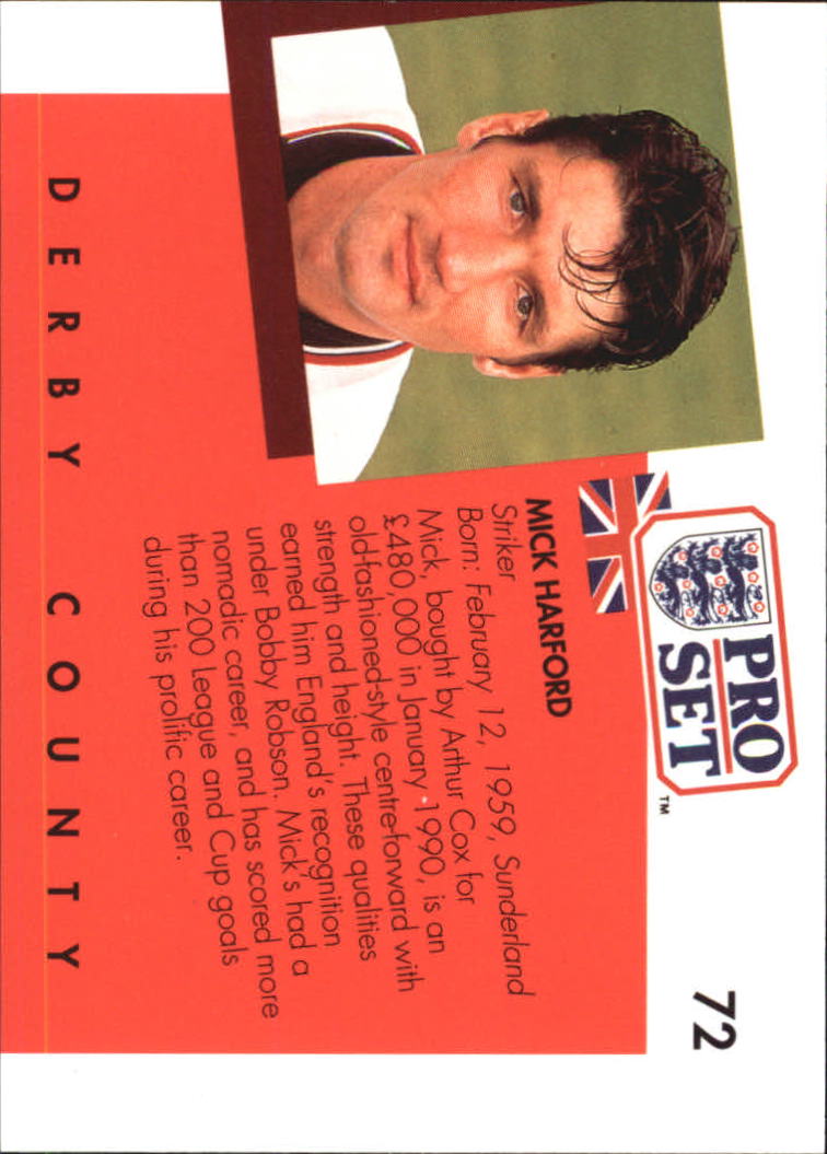 1990-91 Pro Set England #72 Mick Harford back image