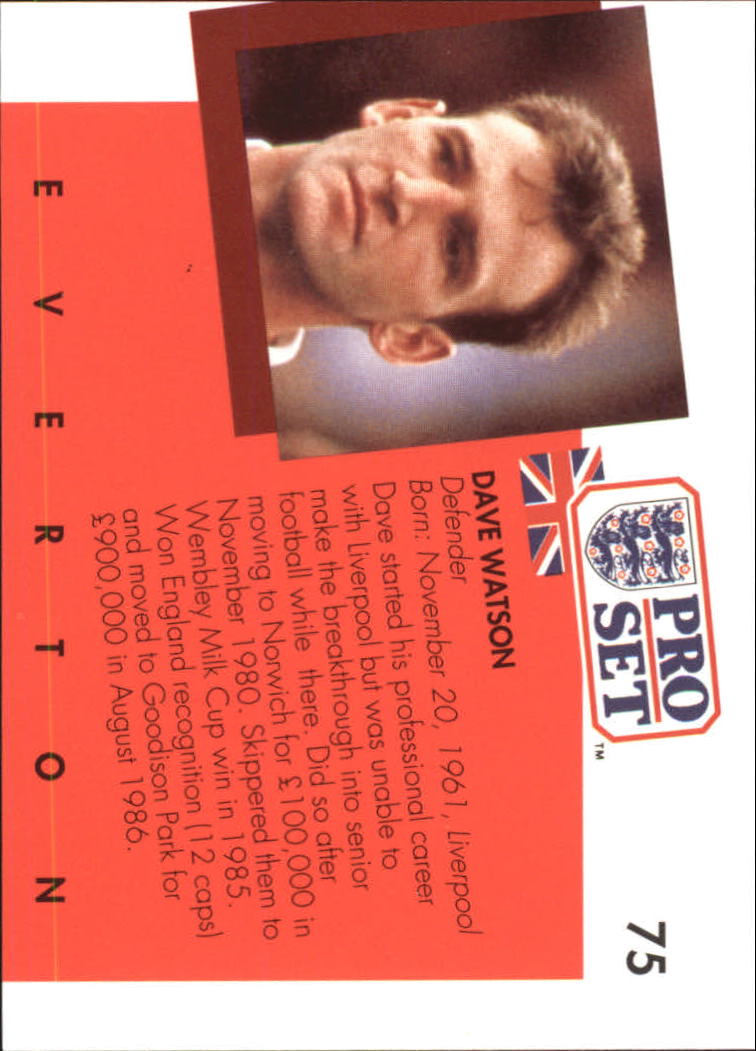 1990-91 Pro Set England #75 Dave Watson back image