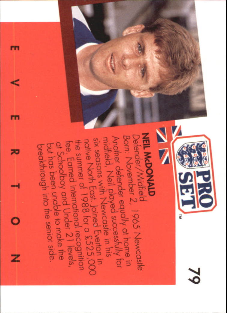 1990-91 Pro Set England #79 Neil McDonald back image