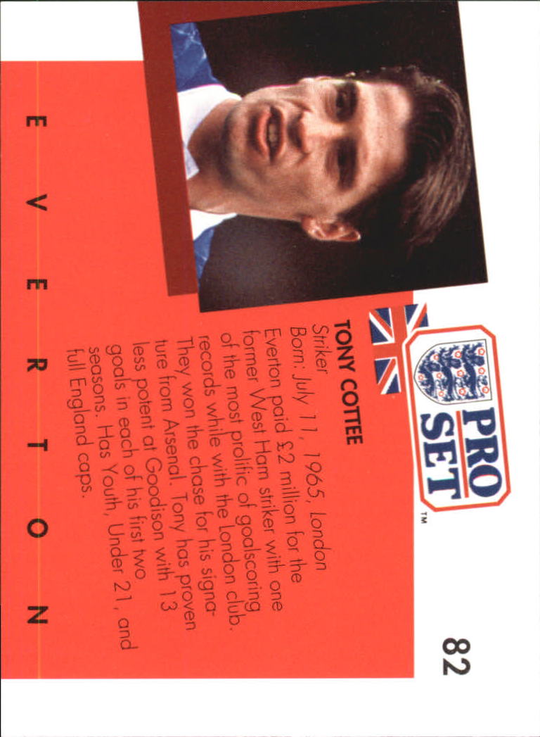 1990-91 Pro Set England #82 Tony Cottee back image