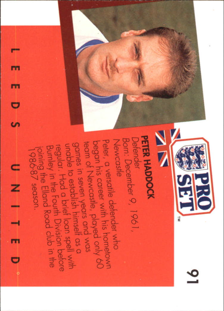1990-91 Pro Set England #91 Peter Haddock back image