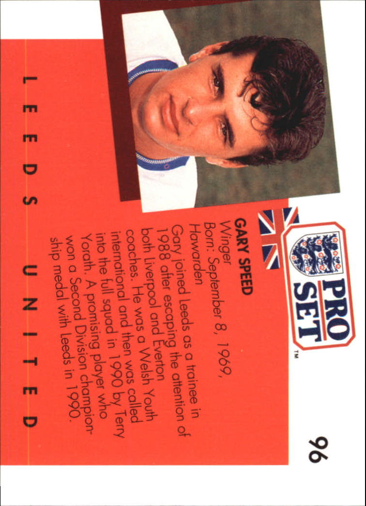 1990-91 Pro Set England #96 Gary Speed back image