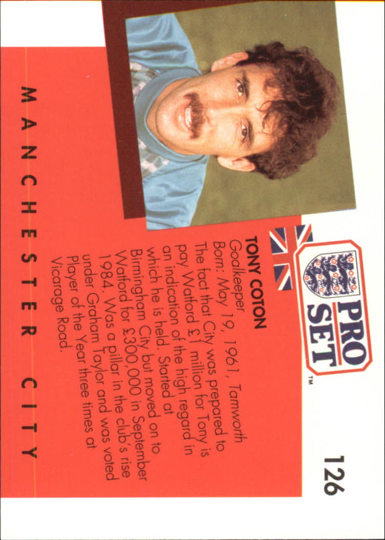 1990-91 Pro Set England #126 Tony Coton back image