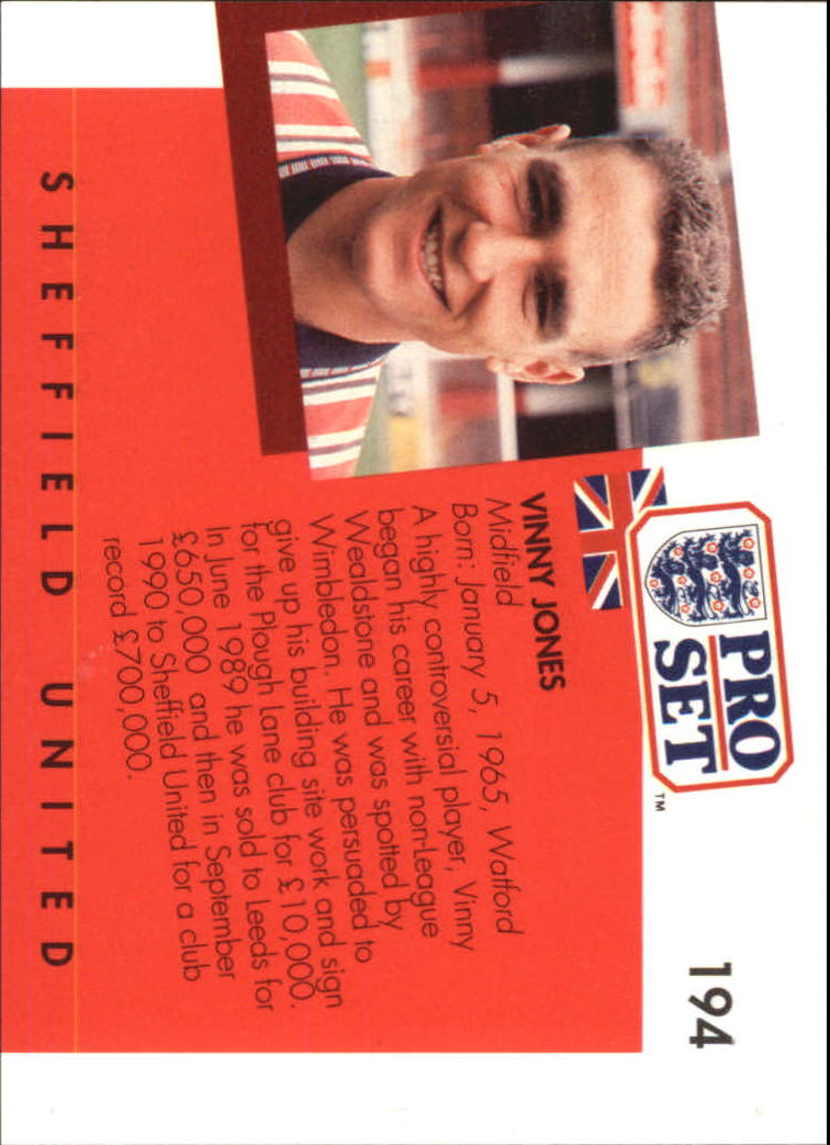 1990-91 Pro Set England #194 Vinny Jones back image