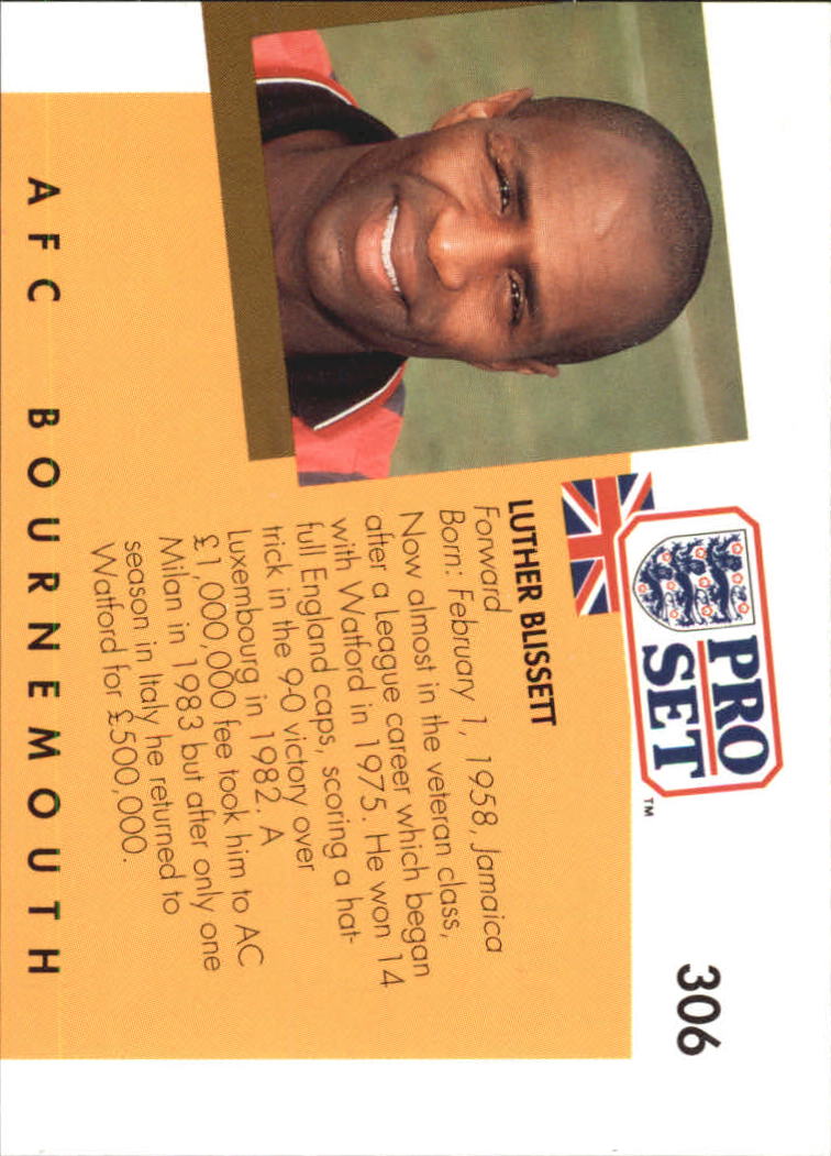 1990-91 Pro Set England #306 Luther Blissett back image