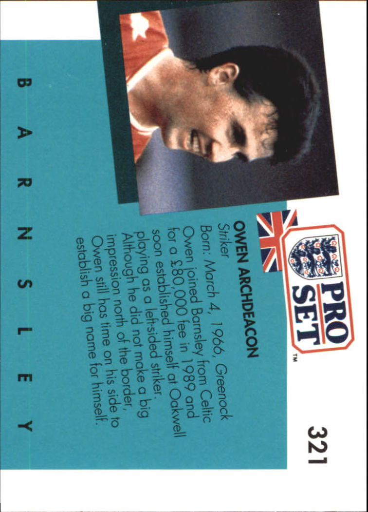 1990-91 Pro Set England #321 Owen Archdeacon back image