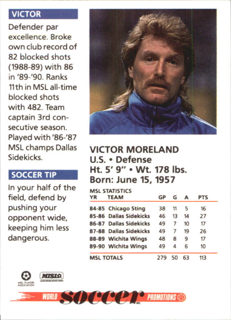 1991 Soccer Shots MSL #4 Victor Moreland back image