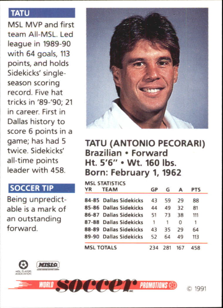 1991 Soccer Shots MSL #23 Tatu back image