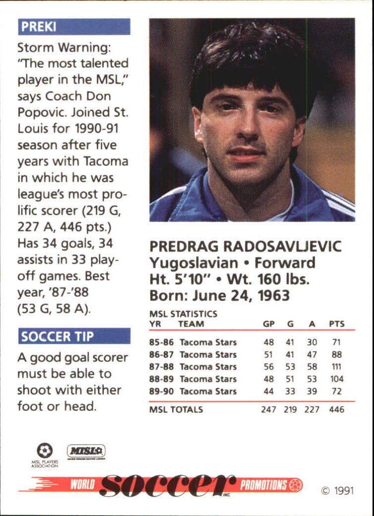 1991 Soccer Shots MSL #67 Preki back image