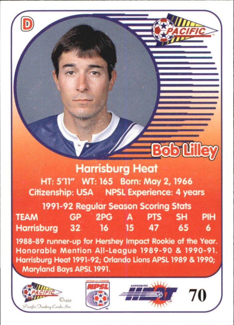 1993 Pacific NPSL #70 Bob Lilley back image