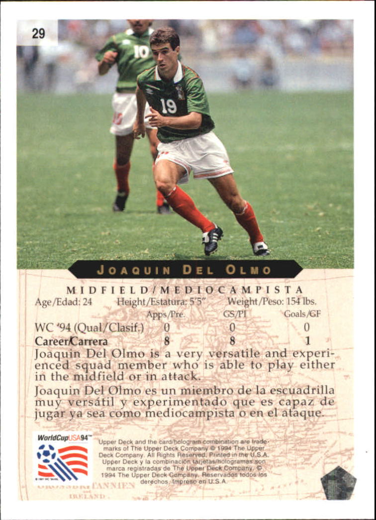 1994 Upper Deck World Cup Contenders English/Spanish #29 Joaquim Del Olmo back image