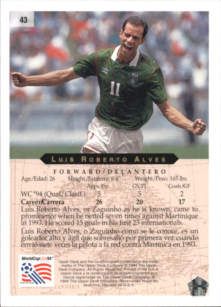 1994 Upper Deck World Cup Contenders English/Spanish #43 Luis Alves back image