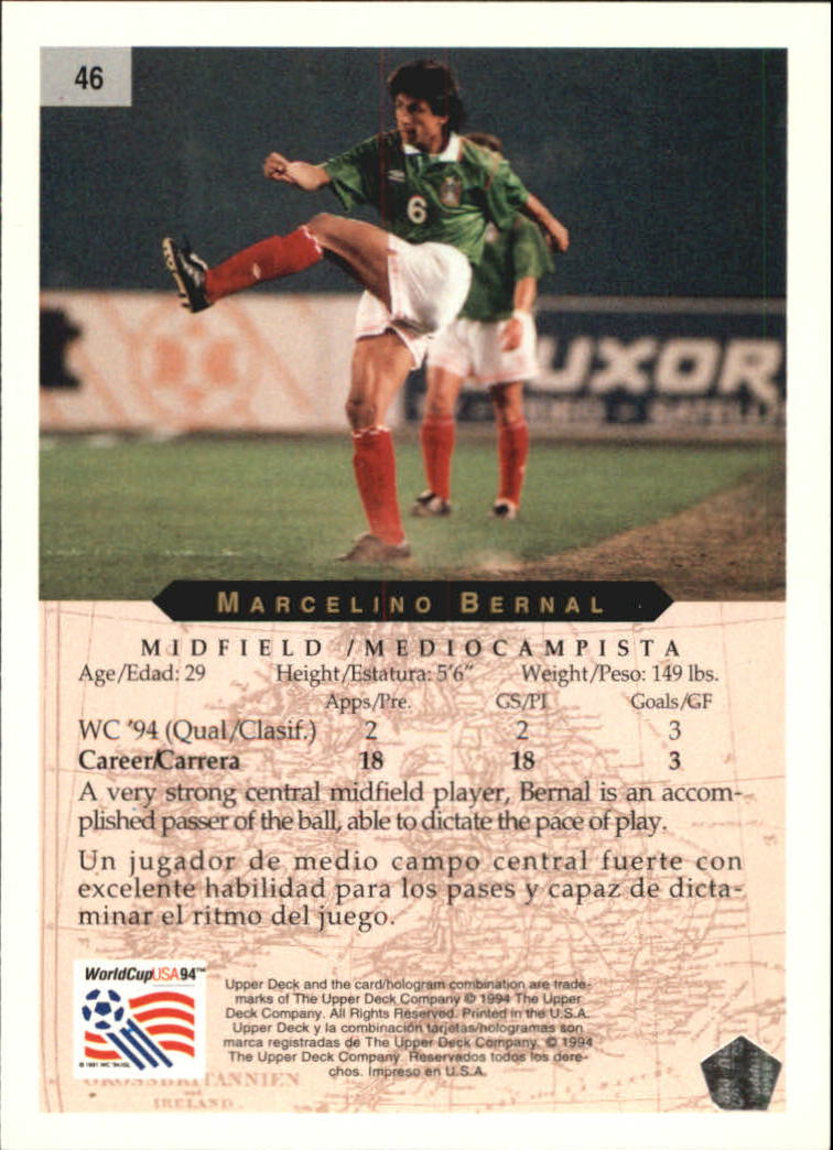 1994 Upper Deck World Cup Contenders English/Spanish #46 Marcelio Bernal back image