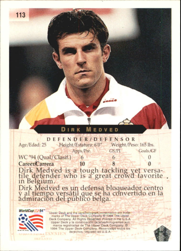 1994 Upper Deck World Cup Contenders English/Spanish #113 Dirk Medved back image
