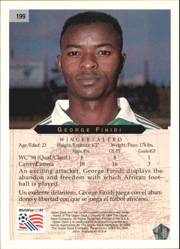 1994 Upper Deck World Cup Contenders English/Spanish #199 George Fenidi back image