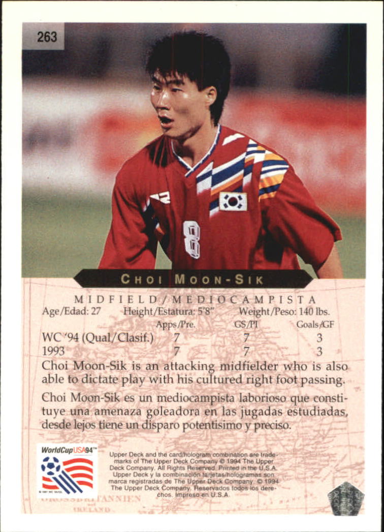 1994 Upper Deck World Cup Contenders English/Spanish #263 Choi Moon-Sik back image