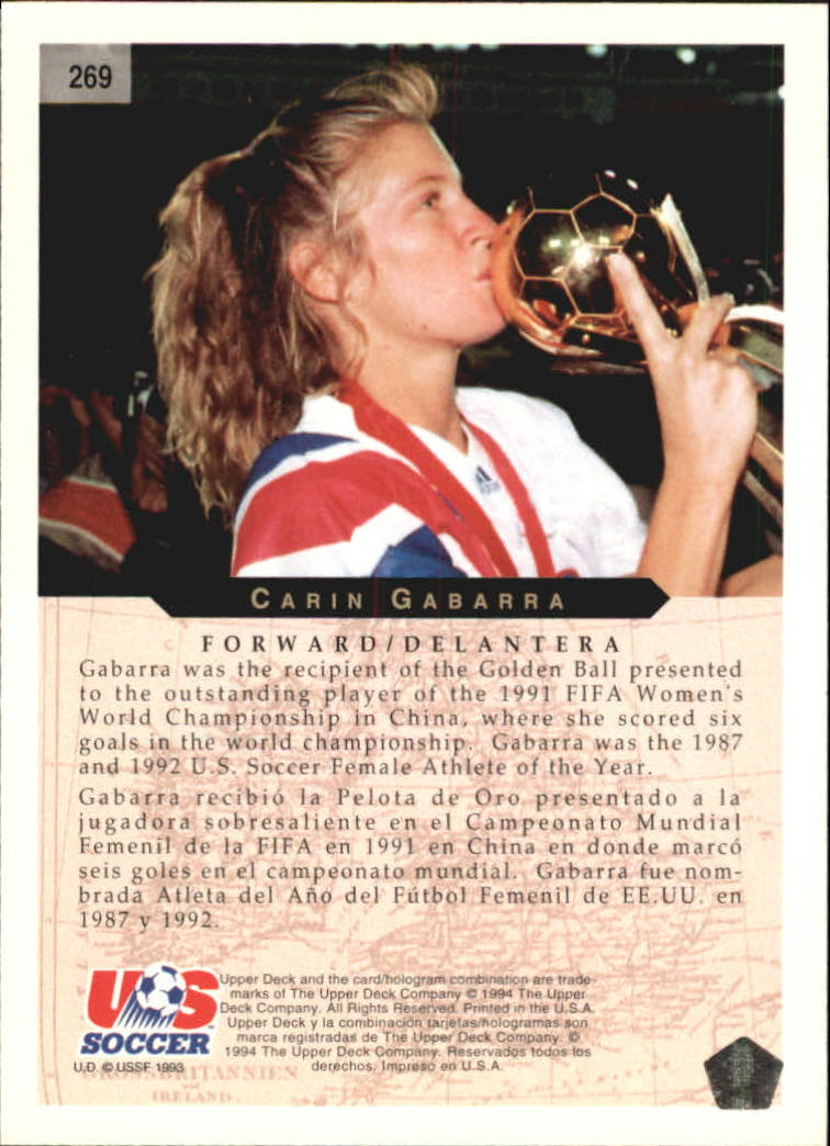 1994 Upper Deck World Cup Contenders English/Spanish #269 Carin Gabarra back image