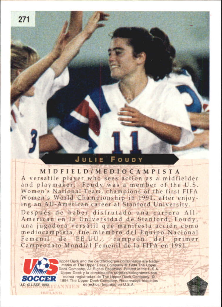 1994 Upper Deck World Cup Contenders English/Spanish #271 Julie Foudy back image