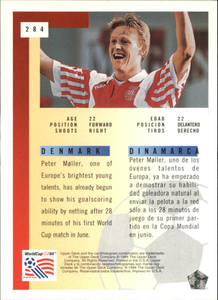 1994 Upper Deck World Cup Contenders English/Spanish #284 Peter Moller back image