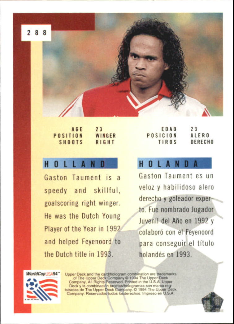 1994 Upper Deck World Cup Contenders English/Spanish #288 Gaston Taument back image