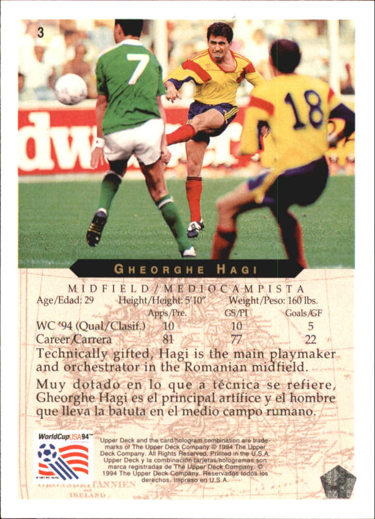 1994 Upper Deck World Cup Minute Maid #3 Gheorghe Hagi back image