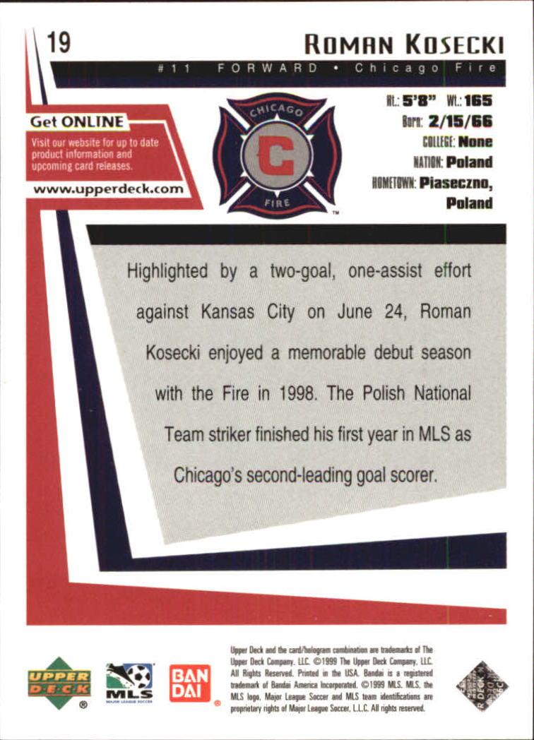 B6318- 1999 Upper Deck MLS Soccer Card #s 1-110 -You Pick- 15+ FREE US SHIP - Picture 39 of 209