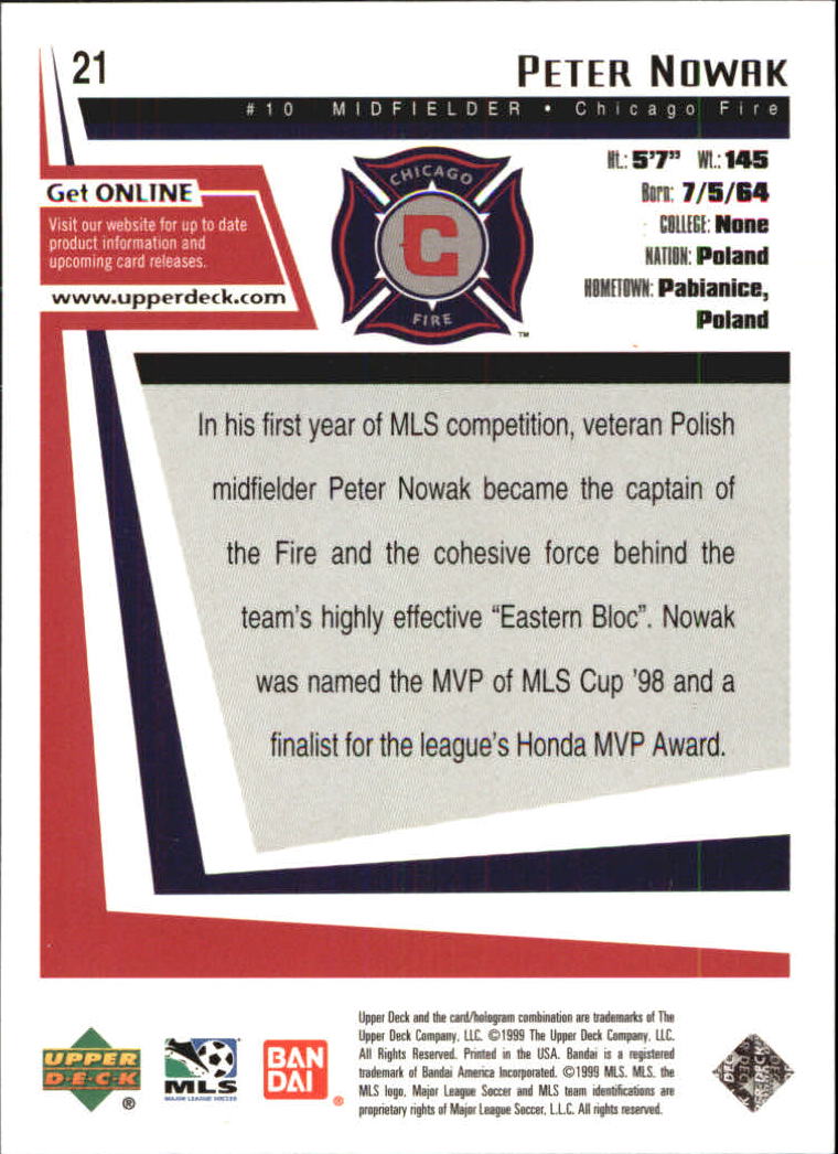 B6318- 1999 Upper Deck MLS Soccer Card #s 1-110 -You Pick- 15+ FREE US SHIP - Picture 43 of 209