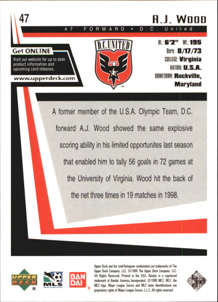 B6318- 1999 Upper Deck MLS Soccer Card #s 1-110 -You Pick- 15+ FREE US SHIP - Picture 87 of 209