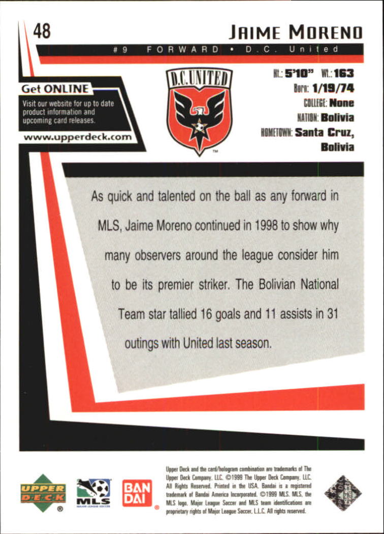 B6318- 1999 Upper Deck MLS Soccer Card #s 1-110 -You Pick- 15+ FREE US SHIP - Picture 89 of 209