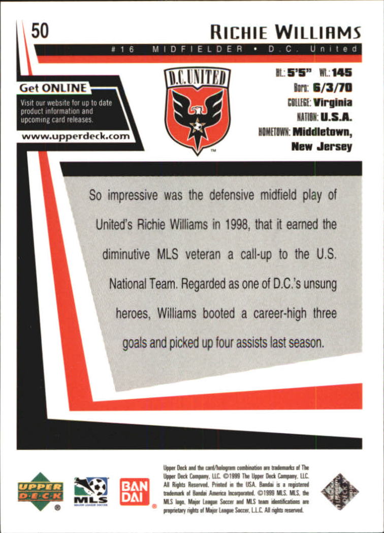 B6318- 1999 Upper Deck MLS Soccer Card #s 1-110 -You Pick- 15+ FREE US SHIP - Picture 93 of 209