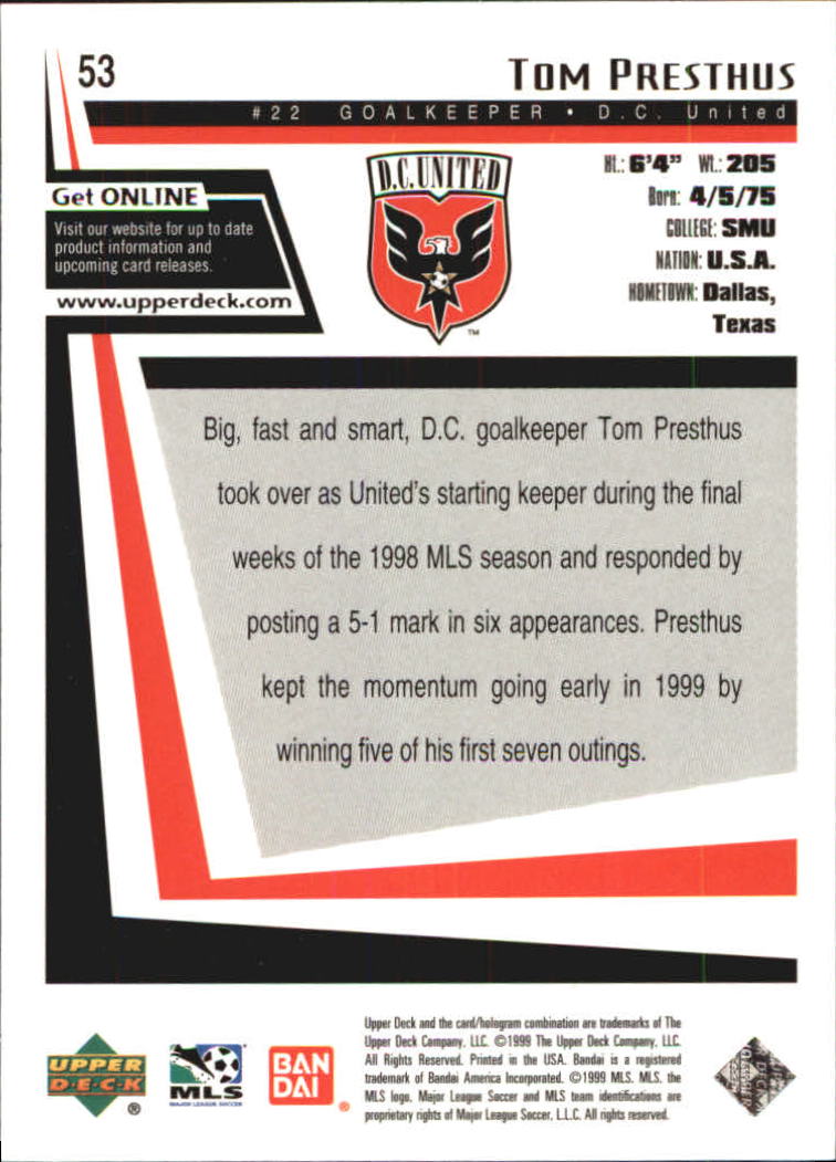 B6318- 1999 Upper Deck MLS Soccer Card #s 1-110 -You Pick- 15+ FREE US SHIP - Picture 99 of 209