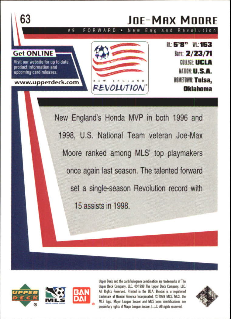 B6318- 1999 Upper Deck MLS Soccer Card #s 1-110 -You Pick- 15+ FREE US SHIP - Picture 119 of 209