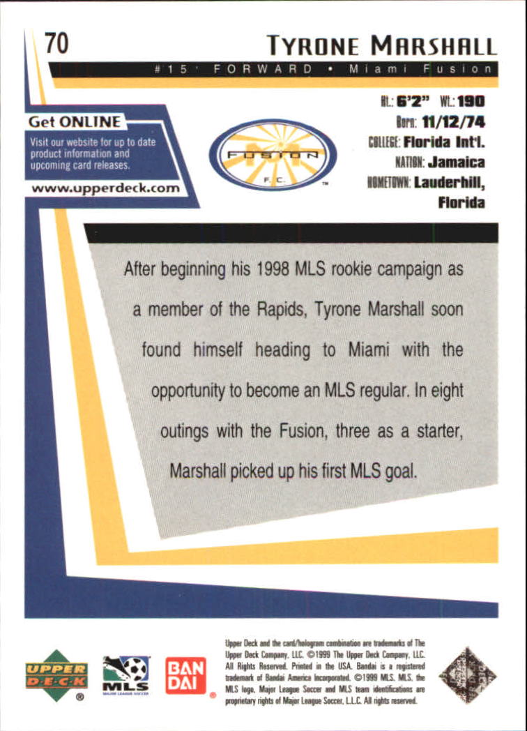 B6318- 1999 Upper Deck MLS Soccer Card #s 1-110 -You Pick- 15+ FREE US SHIP - Picture 129 of 209
