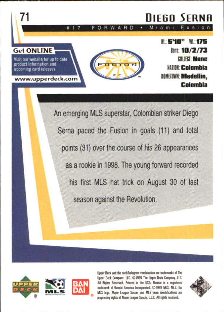 B6318- 1999 Upper Deck MLS Soccer Card #s 1-110 -You Pick- 15+ FREE US SHIP - Picture 131 of 209