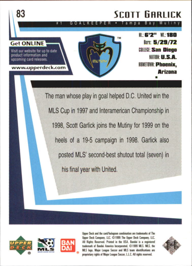 B6318- 1999 Upper Deck MLS Soccer Card #s 1-110 -You Pick- 15+ FREE US SHIP - Picture 155 of 209