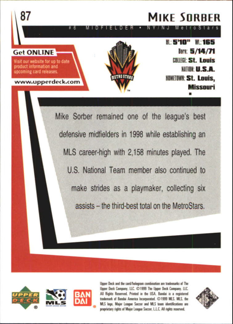 B6318- 1999 Upper Deck MLS Soccer Card #s 1-110 -You Pick- 15+ FREE US SHIP - Picture 163 of 209