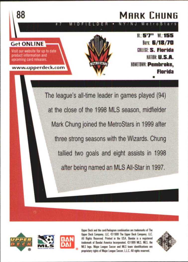 B6318- 1999 Upper Deck MLS Soccer Card #s 1-110 -You Pick- 15+ FREE US SHIP - Picture 165 of 209