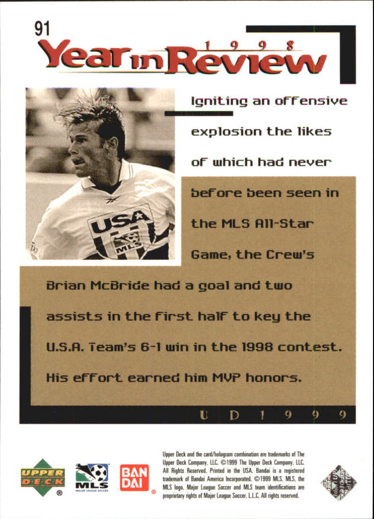 B6318- 1999 Upper Deck MLS Soccer Card #s 1-110 -You Pick- 15+ FREE US SHIP - Picture 171 of 209