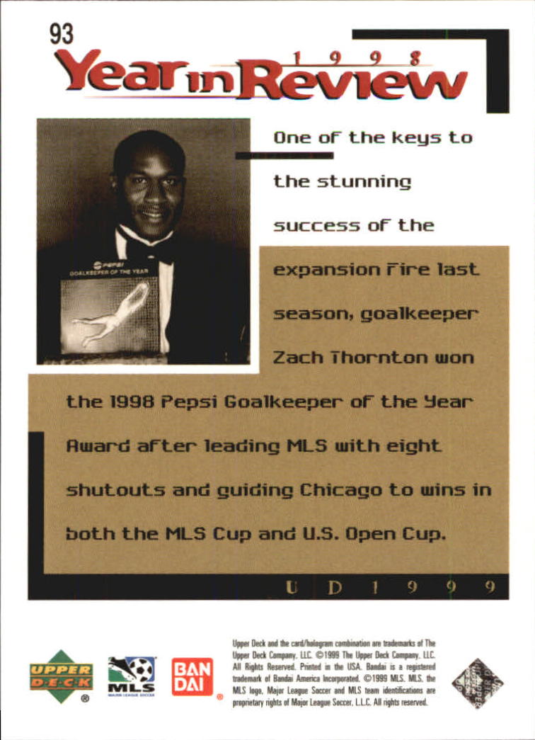 B6318- 1999 Upper Deck MLS Soccer Card #s 1-110 -You Pick- 15+ FREE US SHIP - Picture 175 of 209