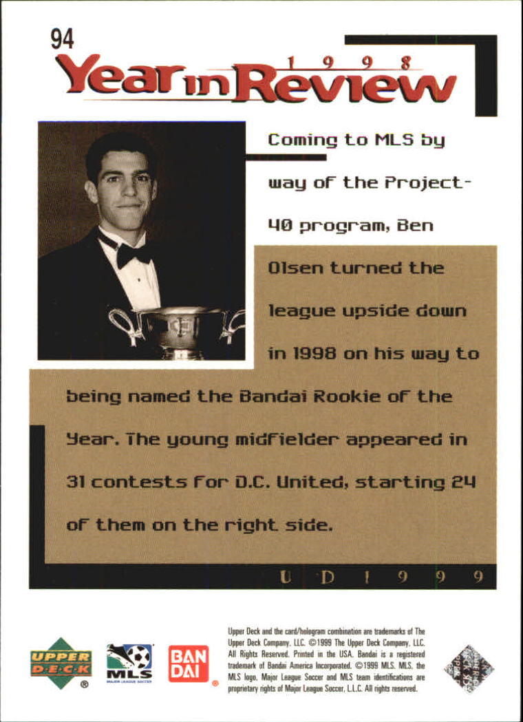 B6318- 1999 Upper Deck MLS Soccer Card #s 1-110 -You Pick- 15+ FREE US SHIP - Picture 177 of 209