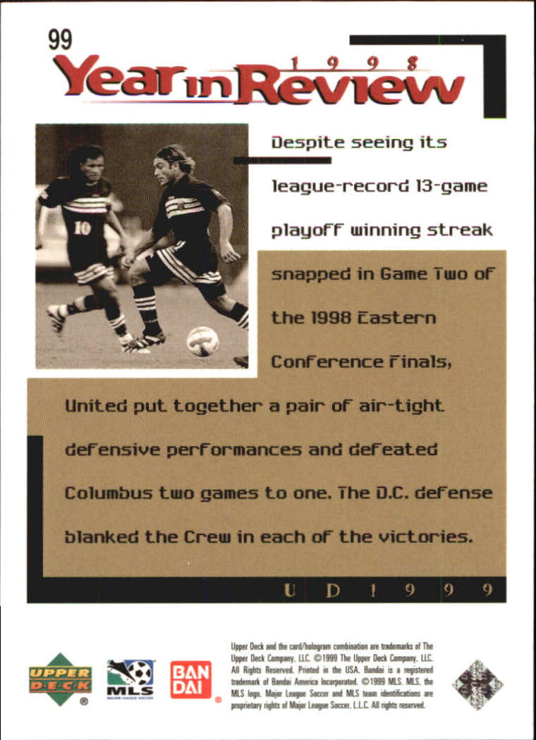 B6318- 1999 Upper Deck MLS Soccer Card #s 1-110 -You Pick- 15+ FREE US SHIP - Picture 187 of 209