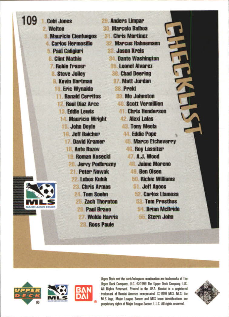 B6318- 1999 Upper Deck MLS Soccer Card #s 1-110 -You Pick- 15+ FREE US SHIP - Picture 207 of 209
