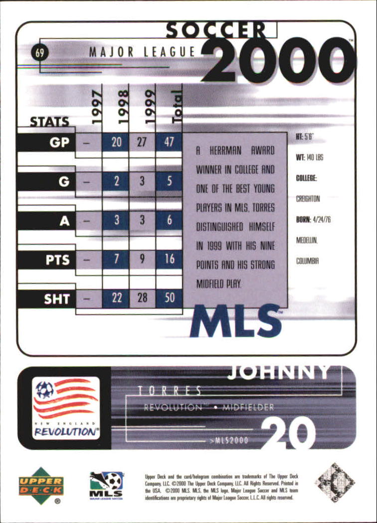 2000 Upper Deck MLS #69 Johnny Torres back image